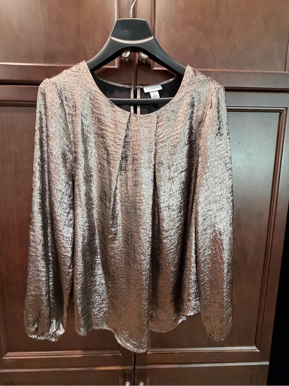 Liz Claiborne Metallic Bronze Long-Sleeve Blouse